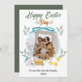 シンプルタイポグラフィエレガントイースター家族1枚の写真 シーズンカード (正面/裏面)