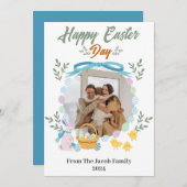 シンプルタイポグラフィエレガントイースター家族1枚の写真 シーズンカード (正面/裏面)