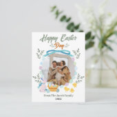 シンプルタイポグラフィエレガントイースター家族1枚の写真 シーズンポストカード (スタンド正面)