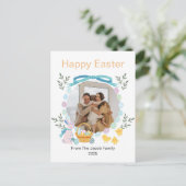 シンプルタイポグラフィエレガントイースター家族1枚の写真 シーズンポストカード (スタンド正面)