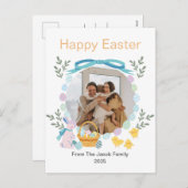 シンプルタイポグラフィエレガントイースター家族1枚の写真 シーズンポストカード (正面/裏面)