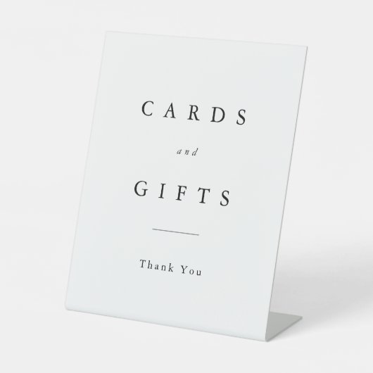 シンプルタイポグラフィエレガントウェディングカードとギフト 台座サイン (正面)