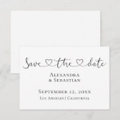 シンプルタイポグラフィエレガントウェディング日付の保存 セーブザデート (正面/裏面)