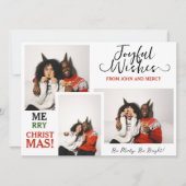 シンプルタイポグラフィエレガントクリスマスカップル3写真 シーズンカード (正面)