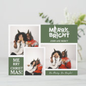 シンプルタイポグラフィエレガントクリスマスカップル3写真 シーズンカード (スタンド正面)