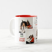 シンプルタイポグラフィエレガントクリスマスカップル3写真 ツートーンマグカップ (正面左)