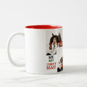 シンプルタイポグラフィエレガントクリスマスカップル3写真 ツートーンマグカップ (左)