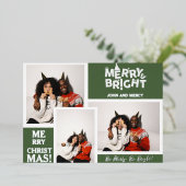 シンプルタイポグラフィエレガントクリスマスカップル3写真 箔シーズンカード (立ち正面)