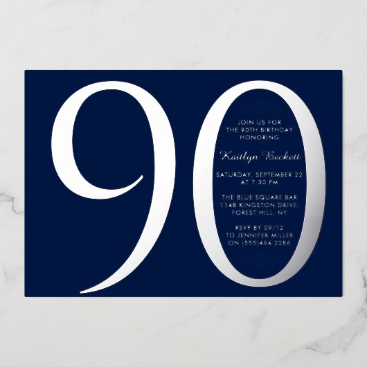 シンプルタイポグラフィエレガントマイルストーン誕生日実在 箔招待状 (正面)