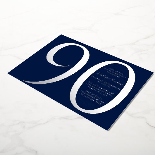 シンプルタイポグラフィエレガントマイルストーン誕生日実在 箔招待状 (回転した状態)