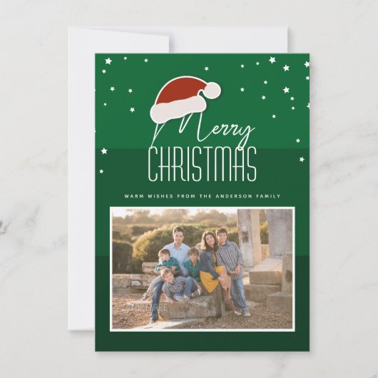 シンプルタイポグラフィエレガント写真クリスマス シーズンカード (正面)