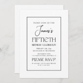 シンプルタイポグラフィエレガント50th誕生日パーティー 招待状 (正面/裏面)