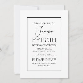 シンプルタイポグラフィエレガント50th誕生日パーティー 招待状