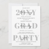 シンプルタイポグラフィオモダンンライン卒業パーティー 招待状 (正面)