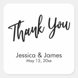 シンプルタイポグラフィカジュアルサンキューブラック&ホワイト スクエアシール