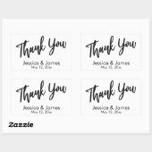 シンプルタイポグラフィカジュアルサンキューブラック&ホワイト 長方形シール (シート)