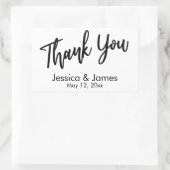 シンプルタイポグラフィカジュアルサンキューブラック&ホワイト 長方形シール (バッグ)