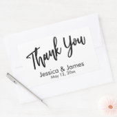 シンプルタイポグラフィカジュアルサンキューブラック&ホワイト 長方形シール (封筒)