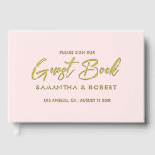 シンプルタイポグラフィカスタムデザインオンピンク ゲストブック (正面)