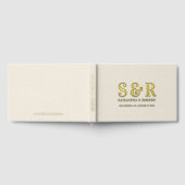 シンプルタイポグラフィカスタムデザインベージュリネン ゲストブック (全面)