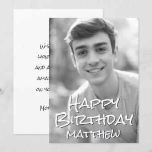 シンプルタイポグラフィカスタムフォト誕生日グリーティング カード