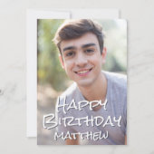 シンプルタイポグラフィカスタムフォト誕生日グリーティング カード (正面)