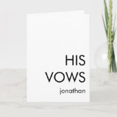 シンプルタイポグラフィカスタム任意の色の彼の誓い カード (正面)