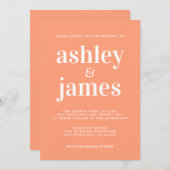 シンプルタイポグラフィキックカンタローペオレン結婚ジズ 招待状 (正面/裏面)