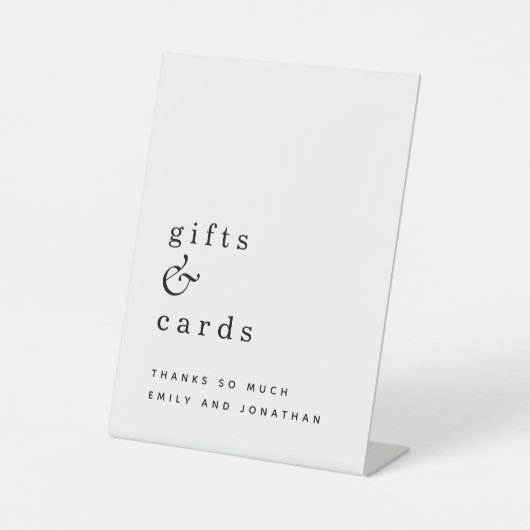 シンプルタイポグラフィギフト結婚カード白黒 台座サイン (正面)