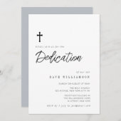 シンプルタイポグラフィスクリプトベビー献身 招待状 (正面/裏面)