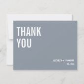 シンプルタイポグラフィダスティブルー結婚ズ サンキューカード (正面)