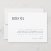 シンプルタイポグラフィダスティブルー結婚ズ サンキューカード (裏面)