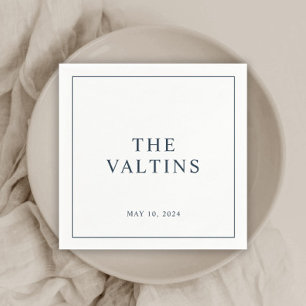 シンプルタイポグラフィネイビーブルー結婚ズナプキンス スタンダードカクテルナプキン