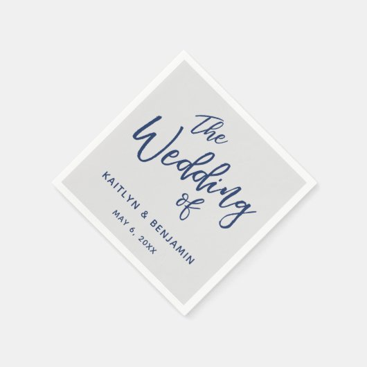 シンプルタイポグラフィネイビー結婚オン スタンダードカクテルナプキン (角)