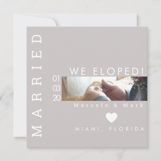 シンプルタイポグラフィハートエロ結婚したプ写真 カード (正面)