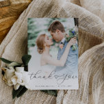 シンプルタイポグラフィハート結婚の写真感謝していユー ポストカード<br><div class="desc">手のエレガントレタリングと美しモダンい写真が付いた未シンプルだの白、画像と文字が可能パーソナライズされただ。</div>