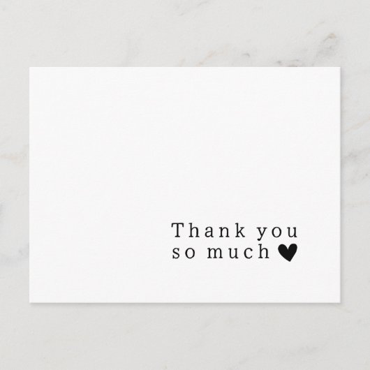 シンプルタイポグラフィハート結婚サンキューカード ポストカード (正面)