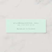 シンプルタイポグラフィパステルミントグリーン卒業 スキニー名刺 (裏面)