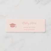 シンプルタイポグラフィパステル赤面ピンク卒業 スキニー名刺 (正面)