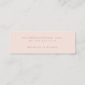 シンプルタイポグラフィパステル赤面ピンク卒業 スキニー名刺 (裏面)