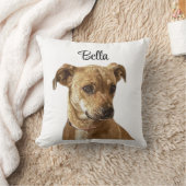 シンプルタイポグラフィパーソナライズされたカスタムドッグ画像 クッション (ブランケット)