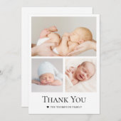 シンプルタイポグラフィフォトグリッド男の赤ちゃん サンキューカード (正面/裏面)