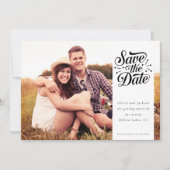シンプルタイポグラフィフォト結婚ズ セーブザデート (正面)
