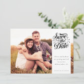 シンプルタイポグラフィフォト結婚ズ セーブザデート (スタンド正面)
