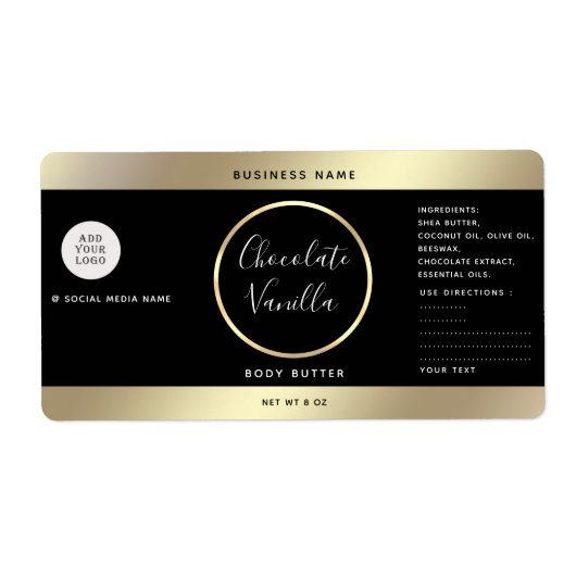 シンプルタイポグラフィブモダンラック金ゴールド化粧品ロゴ ラベル (正面)