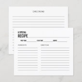 シンプルタイポグラフィブライダルシャワーレシピカード (正面/裏面)