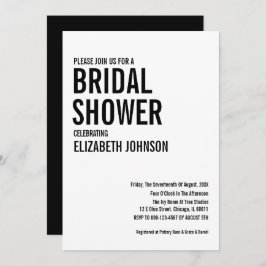 シンプルタイポグラフィブライダルシャワー 招待状
