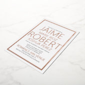 シンプルタイポグラフィブラックのホイ結婚ル 箔招待状 (回転した状態)