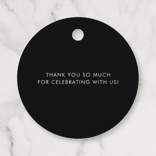 シンプルタイポグラフィブラックハート結婚ズモノグラム フェイバータグ (裏面)