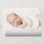 シンプルタイポグラフィベビーフォト誕生 案内状 (正面)